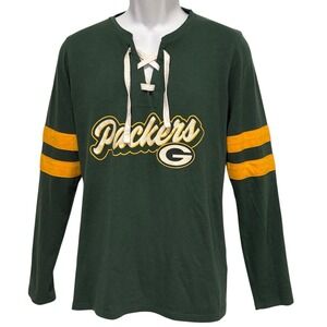 GREEN BAY PACKERS Womens Pullover‎ L NFL Team Apparel Long Sleeve Lace Up